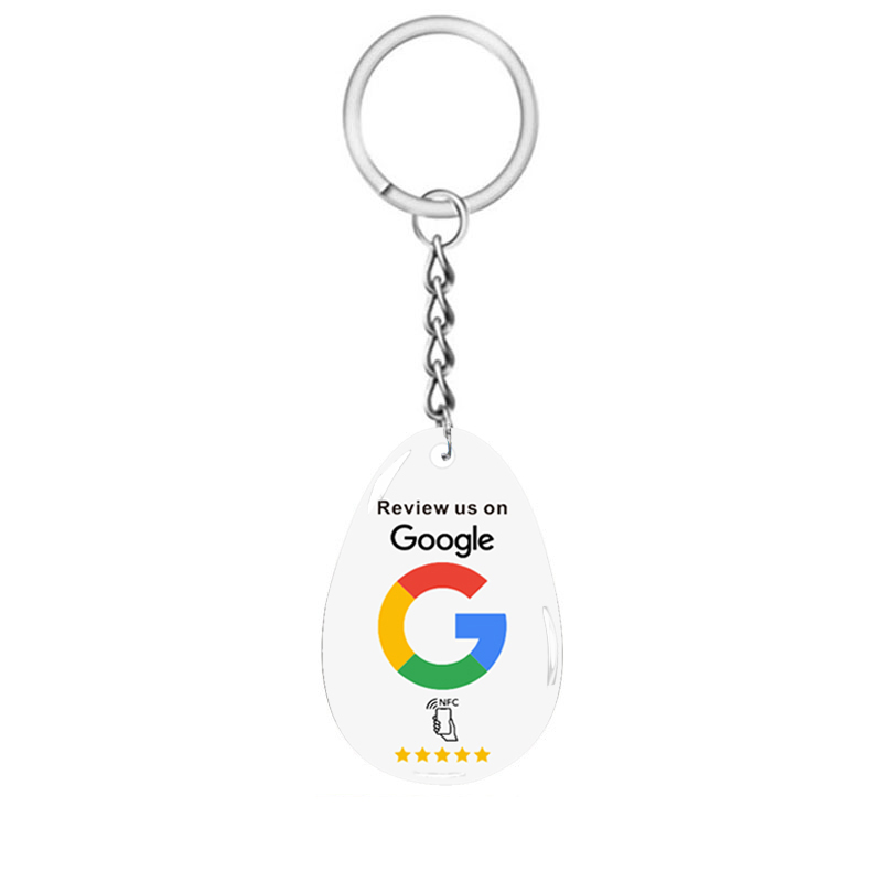 Voorbeeld van compacte NFC sleutelhangers voor Google reviews